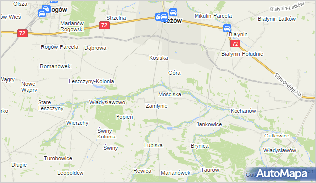 mapa Mościska gmina Jeżów, Mościska gmina Jeżów na mapie Targeo