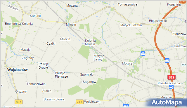 mapa Motycz Leśny, Motycz Leśny na mapie Targeo