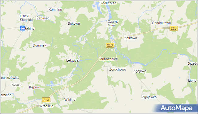 mapa Murowaniec gmina Główczyce, Murowaniec gmina Główczyce na mapie Targeo