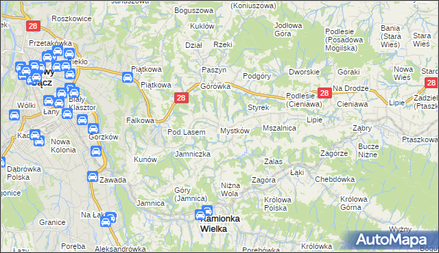 mapa Mystków, Mystków na mapie Targeo