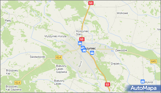 mapa Myszyniec, Myszyniec na mapie Targeo