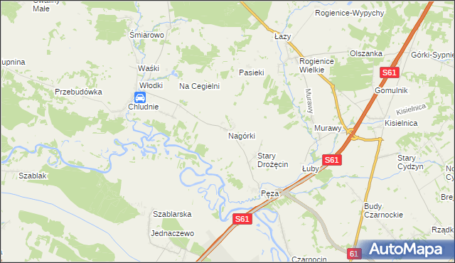 mapa Nagórki gmina Piątnica, Nagórki gmina Piątnica na mapie Targeo