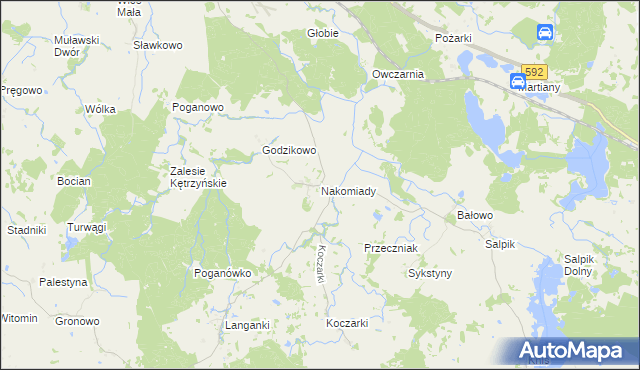 mapa Nakomiady, Nakomiady na mapie Targeo
