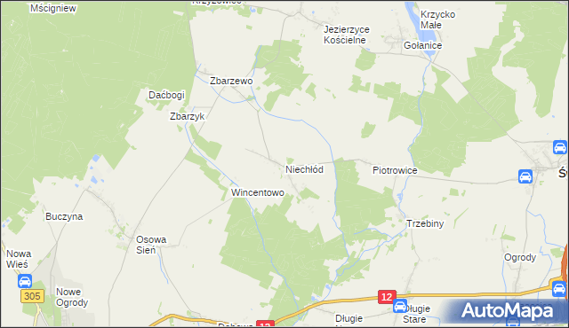 mapa Niechłód, Niechłód na mapie Targeo
