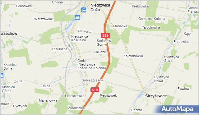 mapa Niedrzwica Kościelna-Kolonia, Niedrzwica Kościelna-Kolonia na mapie Targeo