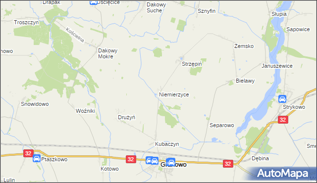 mapa Niemierzyce, Niemierzyce na mapie Targeo
