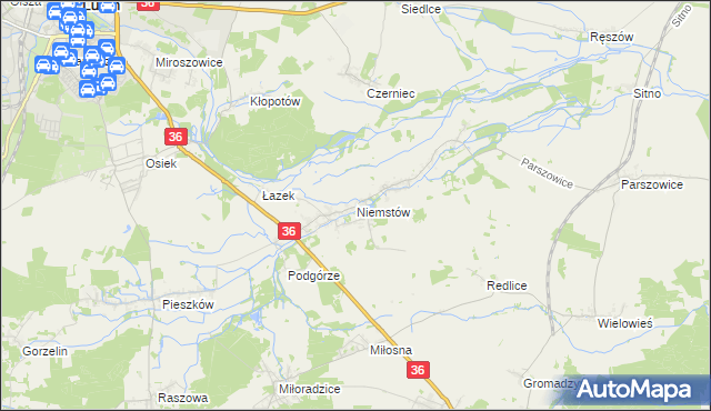 mapa Niemstów gmina Lubin, Niemstów gmina Lubin na mapie Targeo