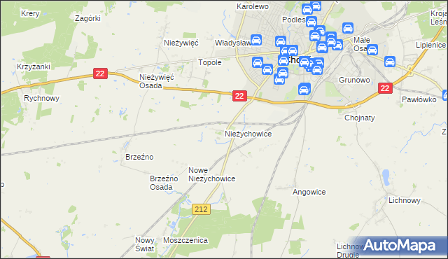 mapa Nieżychowice, Nieżychowice na mapie Targeo