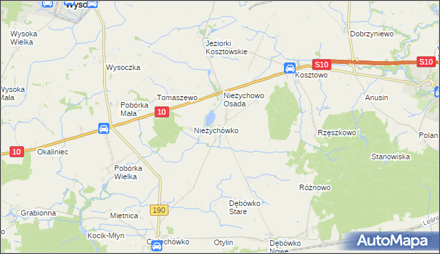 mapa Nieżychowo, Nieżychowo na mapie Targeo