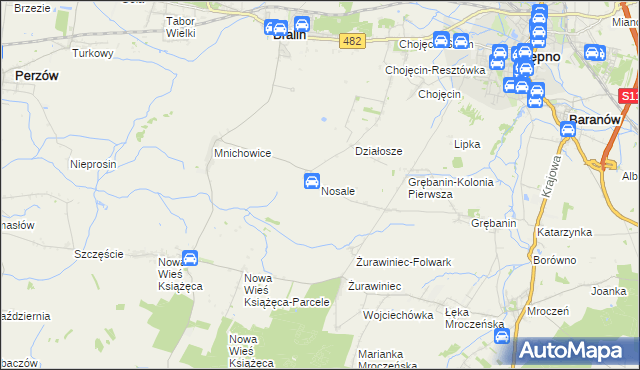 mapa Nosale, Nosale na mapie Targeo