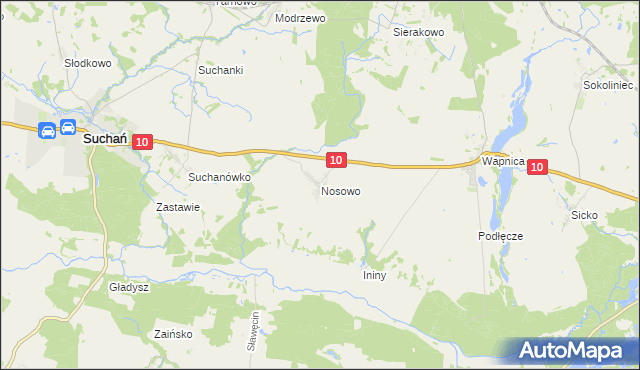 mapa Nosowo gmina Suchań, Nosowo gmina Suchań na mapie Targeo