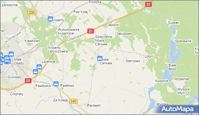 mapa Nowa Cerkiew gmina Chojnice, Nowa Cerkiew gmina Chojnice na mapie Targeo