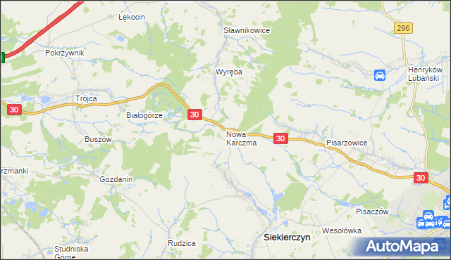 mapa Nowa Karczma gmina Siekierczyn, Nowa Karczma gmina Siekierczyn na mapie Targeo