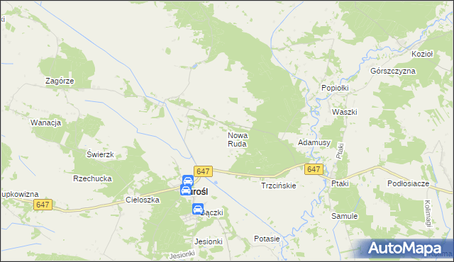 mapa Nowa Ruda gmina Turośl, Nowa Ruda gmina Turośl na mapie Targeo