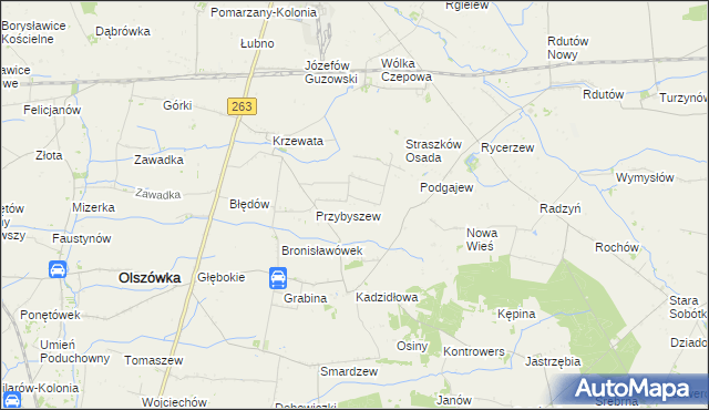 mapa Nowa Wioska gmina Olszówka, Nowa Wioska gmina Olszówka na mapie Targeo