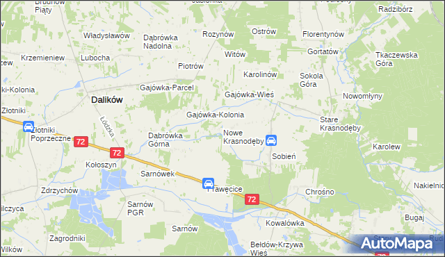 mapa Nowe Krasnodęby, Nowe Krasnodęby na mapie Targeo