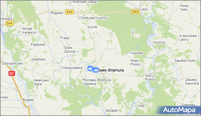 mapa Nowe Płoniawy, Nowe Płoniawy na mapie Targeo