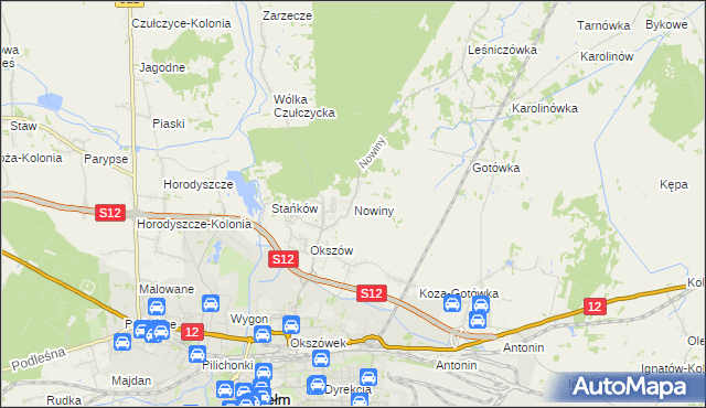 mapa Nowiny gmina Chełm, Nowiny gmina Chełm na mapie Targeo