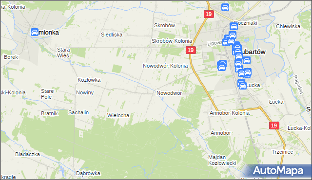 mapa Nowodwór gmina Lubartów, Nowodwór gmina Lubartów na mapie Targeo