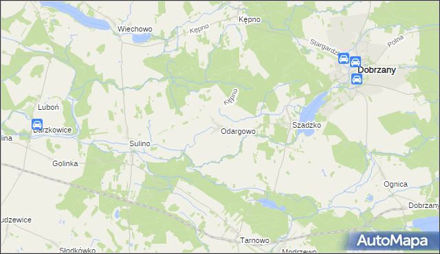 mapa Odargowo gmina Dobrzany, Odargowo gmina Dobrzany na mapie Targeo