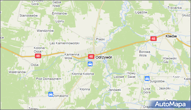 mapa Odrzywół, Odrzywół na mapie Targeo