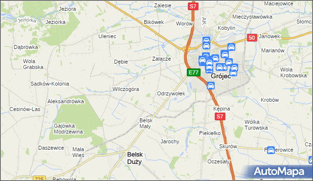 mapa Odrzywołek, Odrzywołek na mapie Targeo