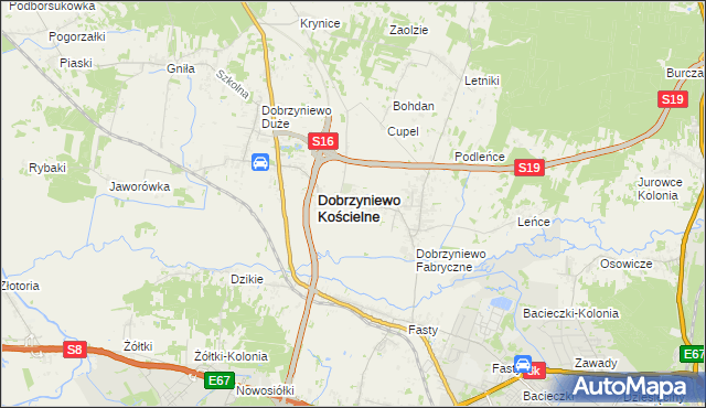 mapa Ogrodniki gmina Dobrzyniewo Duże, Ogrodniki gmina Dobrzyniewo Duże na mapie Targeo
