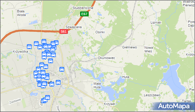 mapa Okuniowiec, Okuniowiec na mapie Targeo