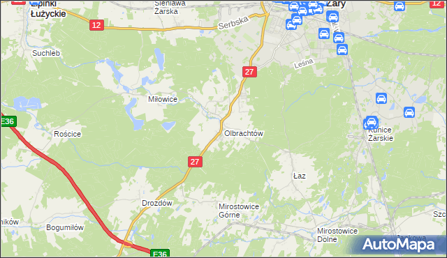 mapa Olbrachtów, Olbrachtów na mapie Targeo