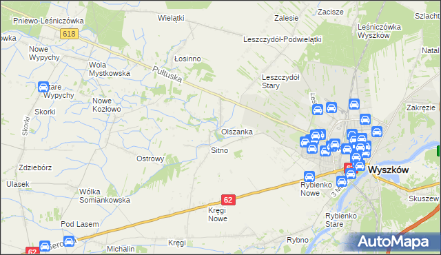 mapa Olszanka gmina Wyszków, Olszanka gmina Wyszków na mapie Targeo