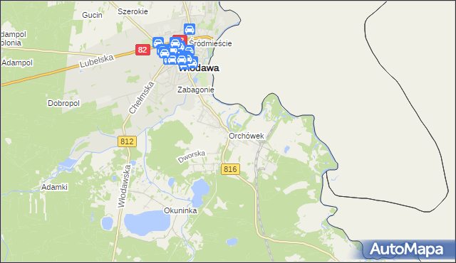 mapa Orchówek gmina Włodawa, Orchówek gmina Włodawa na mapie Targeo