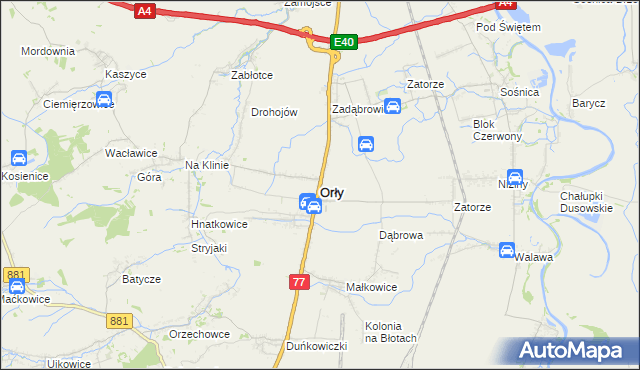 mapa Orły powiat przemyski, Orły powiat przemyski na mapie Targeo