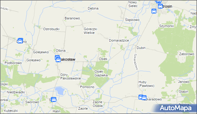 mapa Osiek gmina Pakosław, Osiek gmina Pakosław na mapie Targeo
