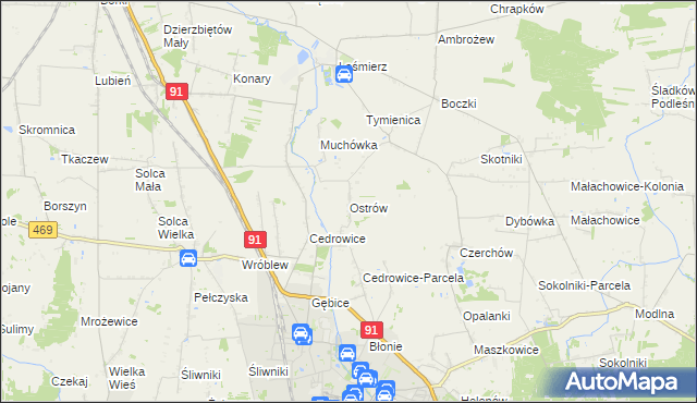 mapa Ostrów gmina Ozorków, Ostrów gmina Ozorków na mapie Targeo