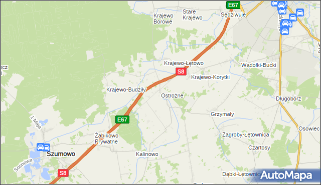 mapa Ostrożne, Ostrożne na mapie Targeo