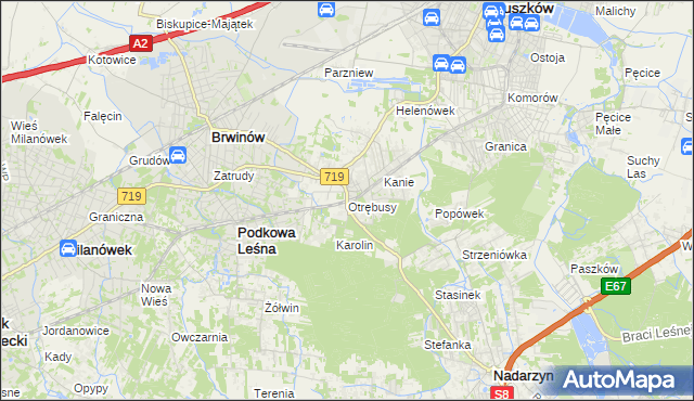 mapa Otrębusy, Otrębusy na mapie Targeo