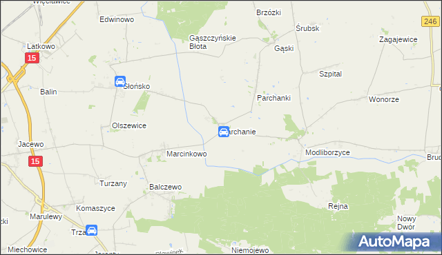 mapa Parchanie, Parchanie na mapie Targeo