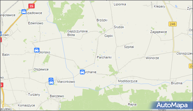 mapa Parchanki, Parchanki na mapie Targeo