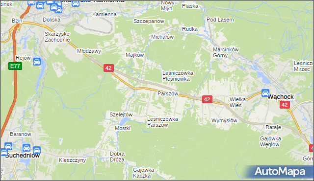 mapa Parszów, Parszów na mapie Targeo