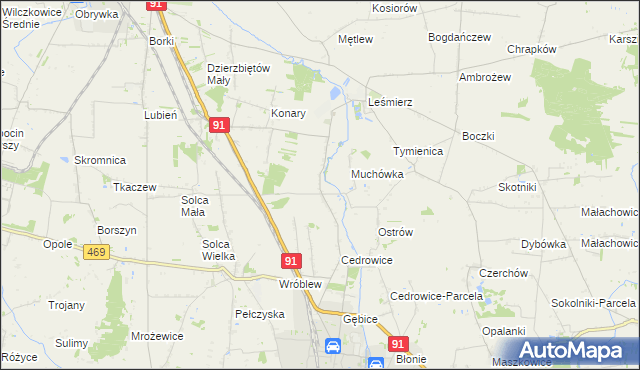mapa Parzyce gmina Ozorków, Parzyce gmina Ozorków na mapie Targeo