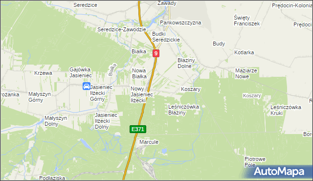 mapa Pastwiska gmina Iłża, Pastwiska gmina Iłża na mapie Targeo