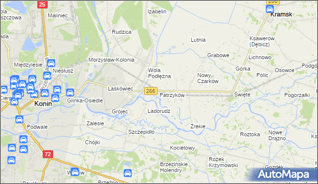 mapa Patrzyków gmina Kramsk, Patrzyków gmina Kramsk na mapie Targeo