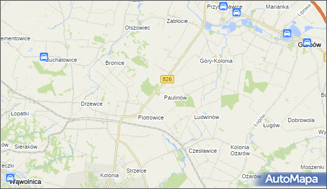 mapa Paulinów gmina Nałęczów, Paulinów gmina Nałęczów na mapie Targeo