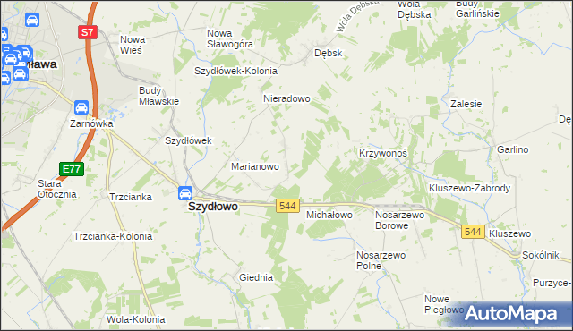 mapa Pawłowo gmina Szydłowo, Pawłowo gmina Szydłowo na mapie Targeo