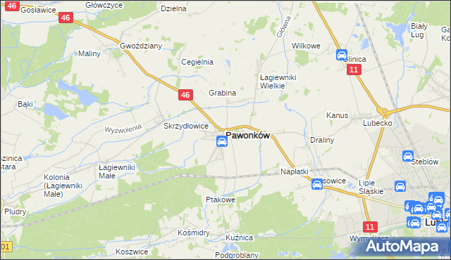 mapa Pawonków, Pawonków na mapie Targeo