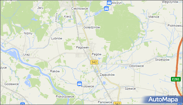 mapa Pęgów gmina Oborniki Śląskie, Pęgów gmina Oborniki Śląskie na mapie Targeo