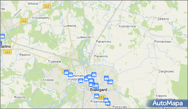 mapa Pękanino gmina Białogard, Pękanino gmina Białogard na mapie Targeo