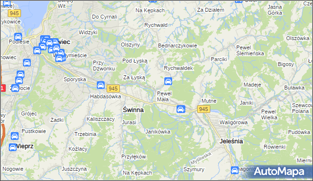 mapa Pewel Mała, Pewel Mała na mapie Targeo