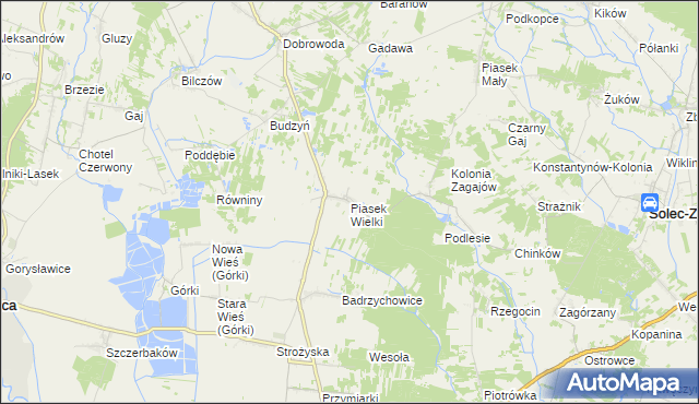mapa Piasek Wielki, Piasek Wielki na mapie Targeo
