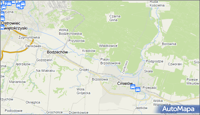 mapa Piaski Brzóstowskie, Piaski Brzóstowskie na mapie Targeo